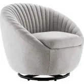 Whirr Accent Swivel Chair in Tufted Light Gray Fabric & Black Metal