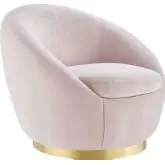 Buttercup Accent Swivel Chair in Pink Velvet & Gold Metal