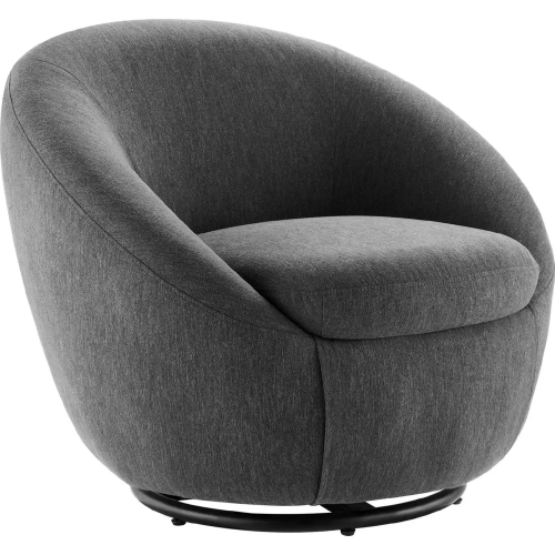 Buttercup Accent Swivel Chair in Charcoal Gray Fabric & Black