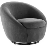 Buttercup Accent Swivel Chair in Charcoal Gray Fabric & Black