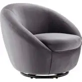 Buttercup Accent Swivel Chair in Gray Velvet & Black Metal