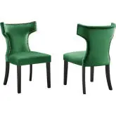 Curve Dining Chair in Emerald Velvet w/ Nailhead (Set of 2)