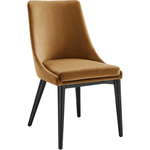 Viscount Dining Chair in Cognac Velvet & Black Wood