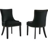 Marquis Dining Chair in Black Velvet with Nailhead (Set of 2)