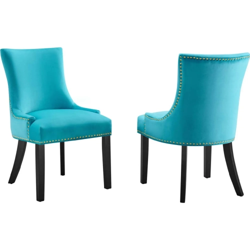 Marquis Dining Chair in Blue Velvet with Nailhead (Set of 2)