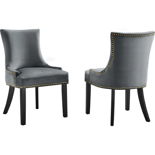 Marquis Dining Chair in Gray Velvet w/ Nailhead (Set of 2)