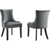 Marquis Dining Chair in Gray Velvet with Nailhead (Set of 2)