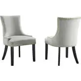 Marquis Dining Chair in Light Gray Velvet with Nailhead (Set of 2)