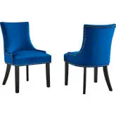 Marquis Dining Chair in Navy Blue Velvet with Nailhead (Set of 2)