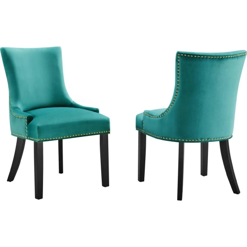 Marquis Dining Chair in Teal Velvet w/ Nailhead (Set of 2)