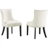 Marquis Dining Chair in White Velvet w/ Nailhead (Set of 2)