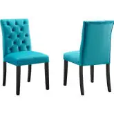 Duchess Dining Chair in Tufted Blue Velvet (Set of 2)