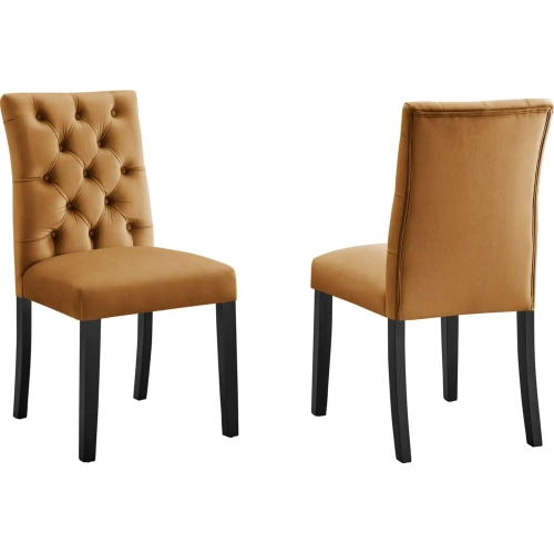 Duchess Dining Chair in Tufted Cognac Velvet (Set of 2)