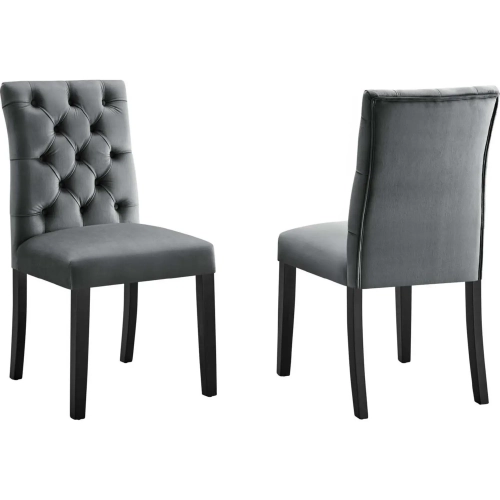 Duchess Dining Chair in Tufted Gray Velvet (Set of 2)