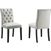 Duchess Dining Chair in Tufted Light Gray Velvet (Set of 2)