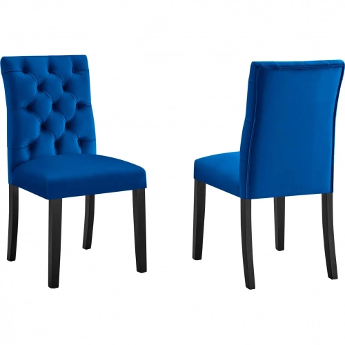 Duchess Dining Chair in Tufted Navy Blue Velvet (Set of 2)