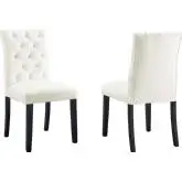 Duchess Dining Chair in Tufted White Velvet (Set of 2)