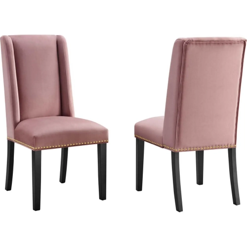 Baron Dining Chair in Tufted Dusty Rose Velvet w/ Nailhead (Set of 2)