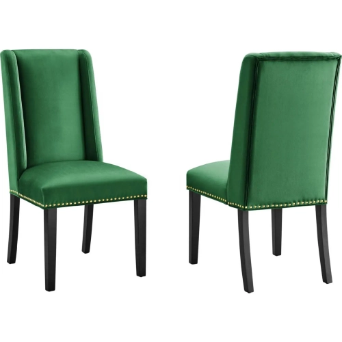 Baron Dining Chair in Tufted Emerald Velvet w/ Nailhead (Set of 2)