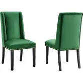 Baron Dining Chair in Tufted Emerald Velvet w/ Nailhead (Set of 2)