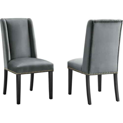 Baron Dining Chair in Tufted Gray Velvet w/ Nailhead (Set of 2)