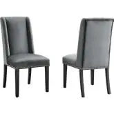 Baron Dining Chair in Tufted Gray Velvet with Nailhead (Set of 2)