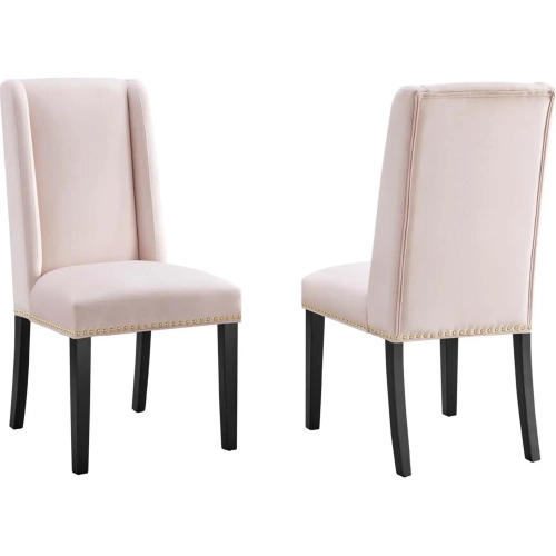 Baron Dining Chair in Tufted Pink Velvet w/ Nailhead (Set of 2)