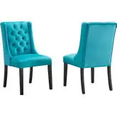 Baronet Dining Chair in Tufted Blue Velvet & Black Wood (Set of 2)