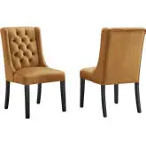 Baronet Dining Chair in Tufted Cognac Velvet & Black Wood (Set of 2)