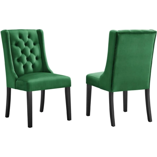 Baronet Dining Chair in Tufted Emerald Velvet & Black Wood (Set of 2)