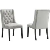 Baronet Dining Chair in Tufted Light Gray Velvet & Black Wood (Set of 2)