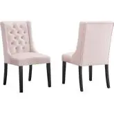 Baronet Dining Chair in Tufted Pink Velvet & Black Wood (Set of 2)