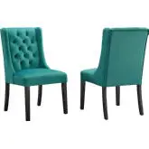 Baronet Dining Chair in Tufted Teal Velvet & Black Wood (Set of 2)