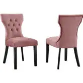 Silhouette Dining Chair in Tufted Dusty Rose Velvet & Black Wood (Set of 2)