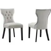 Silhouette Dining Chair in Tufted Light Gray Velvet & Black Wood (Set of 2)