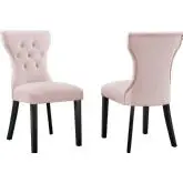 Silhouette Dining Chair in Tufted Pink Velvet & Black Wood (Set of 2)