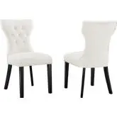 Silhouette Dining Chair in Tufted White Velvet & Black Wood (Set of 2)