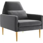 Liliana Accent Arm Chair in Charcoal Gray Velvet & Gold Stainless