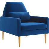 Liliana Accent Arm Chair in Navy Blue Velvet & Gold Stainless