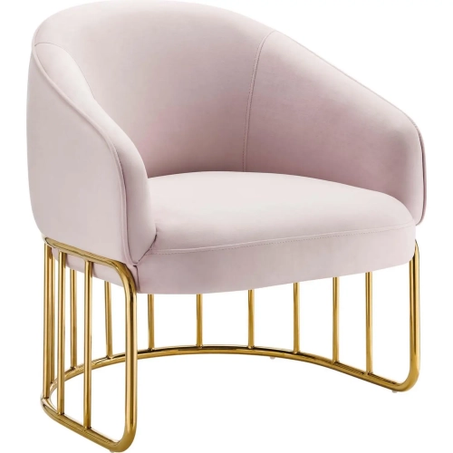 Legacy Accent Arm Chair in Pink Velvet & Gold Stainless