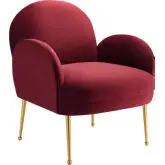 Transcend Accent Arm Chair in Maroon Velvet & Gold Stainless