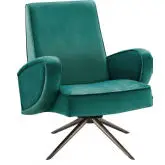 Superior Accent Swivel Chair in Teal Velvet