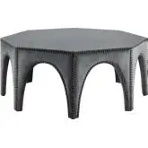 Victory Ottoman in Gray Velvet w/ Nailhead