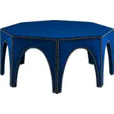 Victory Ottoman in Navy Blue Velvet with Nailhead