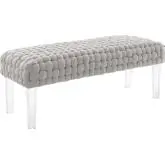 Prologue Ottoman in Light Gray Woven Velvet & Acrylic