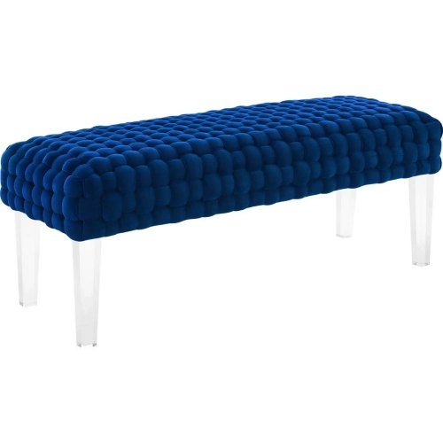 Prologue Ottoman in Navy Blue Woven Velvet & Acrylic