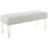 Prologue Ottoman in White Woven Velvet & Acrylic