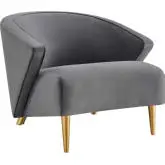 Odyssey Accent Arm Chair in Gray Velvet & Gold Stainless Steel