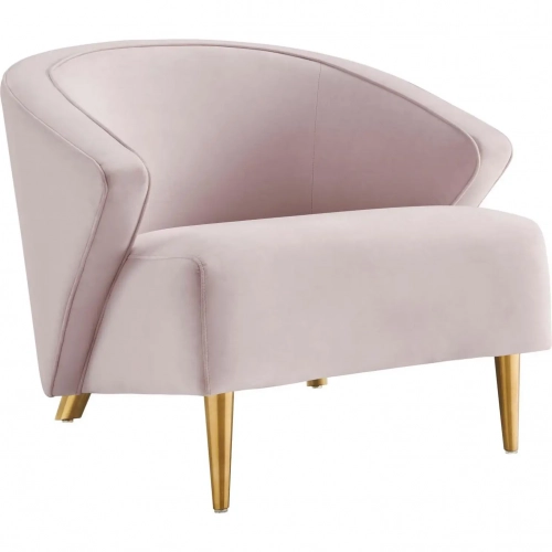 Odyssey Accent Arm Chair in Pink Velvet & Gold Stainless Steel