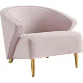 Odyssey Accent Arm Chair in Pink Velvet & Gold Stainless Steel